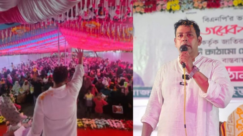 বৃষ্টি উপেক্ষা করে রূপগঞ্জে দিপু ভূঁইয়াকে দেখতে নারী পুরুষের ঢল
