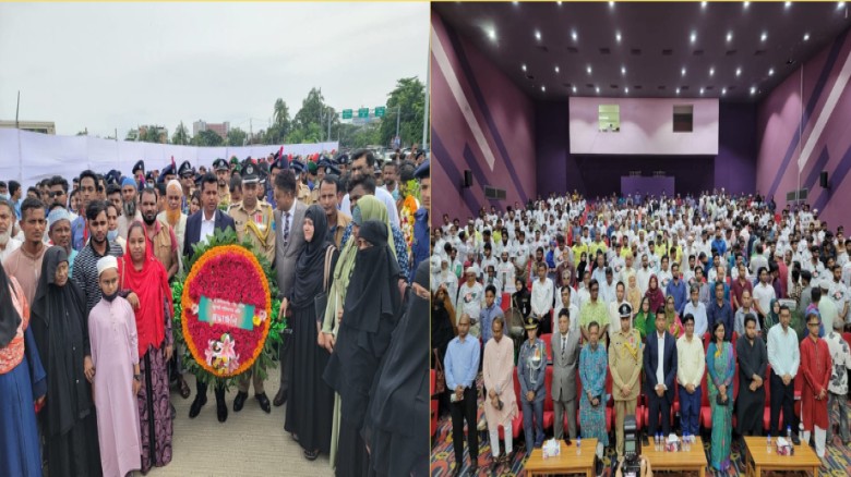 ৫ আগস্ট গণঅভ্যুত্থান দিবস উপলক্ষে হাজীগঞ্জ স্মৃতিস্তম্ভে শ্রদ্ধা, শিল্পকলায় নিরবতা পালন
