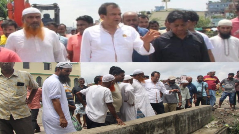 ফতুল্লায়  জলাবদ্ধতা দূরীকরণে জলাবদ্ধতার স্থান পরিদর্শন করলেন রিয়াদ মোহাম্মদ চৌধূরী