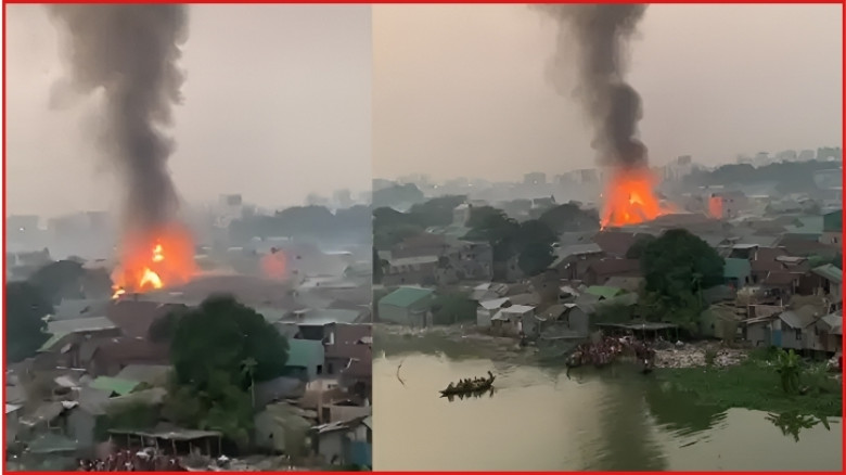 রাজধানীর কড়াইল বস্তিতে আগুন, নিয়ন্ত্রণে ১১টি ইউনিট