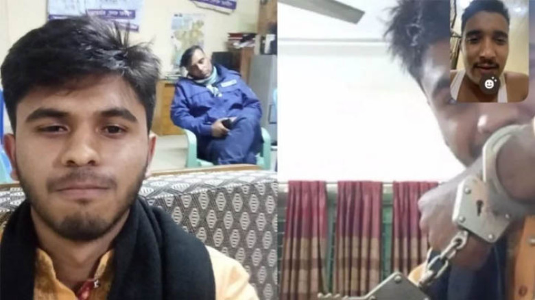 থানায় ঘুমন্ত পুলিশের সঙ্গে আটক হওয়া ছাত্রলীগ নেতার সেলফি