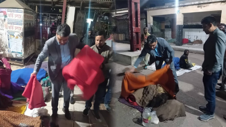 শীতার্ত ছিন্নমূল মানুষের পাশে শ্রীপুরের ইউএনও ব্যারিস্টার সজীব