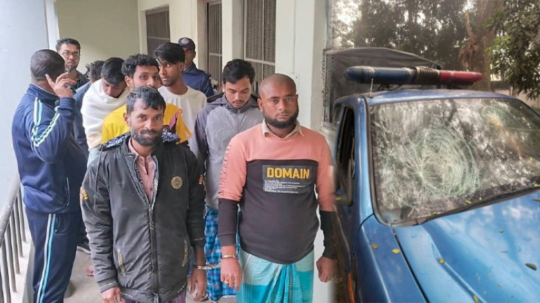 শ্রীপুরে মাদকবিরোধী অভিযানে পুলিশের ওপর হামলা ও গাড়ি ভাঙচুর, গ্রেপ্তার ১০
