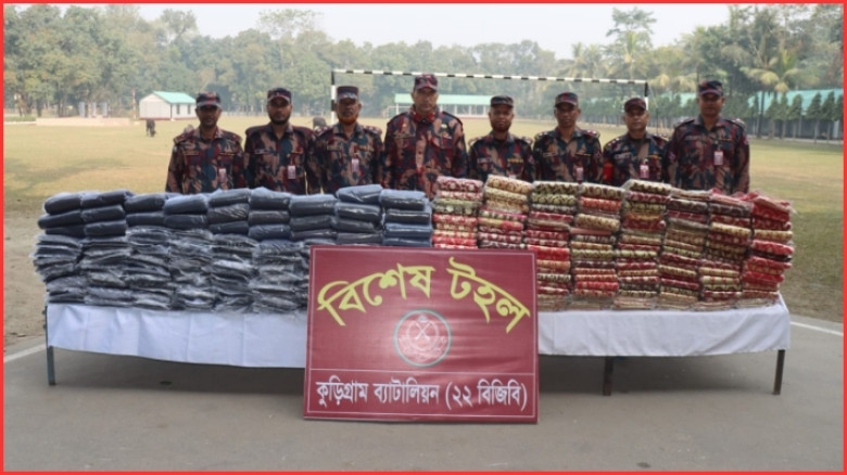 কুড়িগ্রামে বিজিবির বিশেষ অভিযানে বিপুল ভারতীয় মালামাল জব্দ