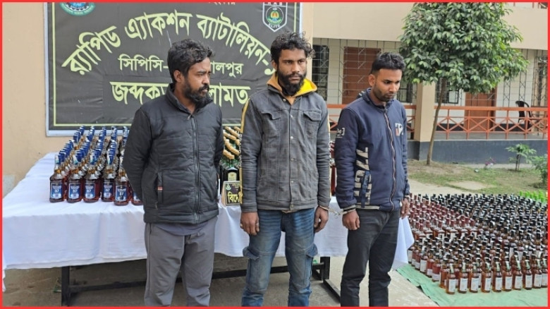 জামালপুরে ১৩শ বোতল বিদেশী মদ জব্দ, গ্রেফতার ৩