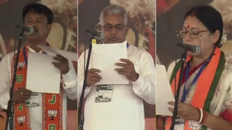মুখ্যমন্ত্রী শুভেন্দুর সঙ্গে শপথ নিলেন পাঁচ মন্ত্রী