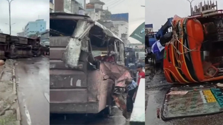 রাজধানীর নর্দায় দুই বাসের সংঘর্ষে ৪ জন নিহত