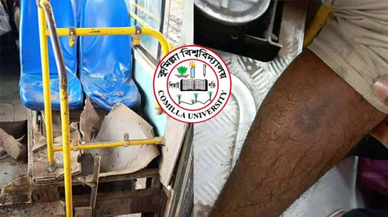 কুবি বিআরটিসি বাসের চাকা বিস্ফোরণে আহত এক, অজ্ঞান নারী শিক্ষার্থী