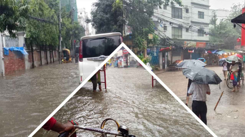 টানা বৃষ্টিতে পানির নিচে রাজধানী, ভোগান্তির শেষ নেই, যানজট-জলজটে থমকে নগরজীবন